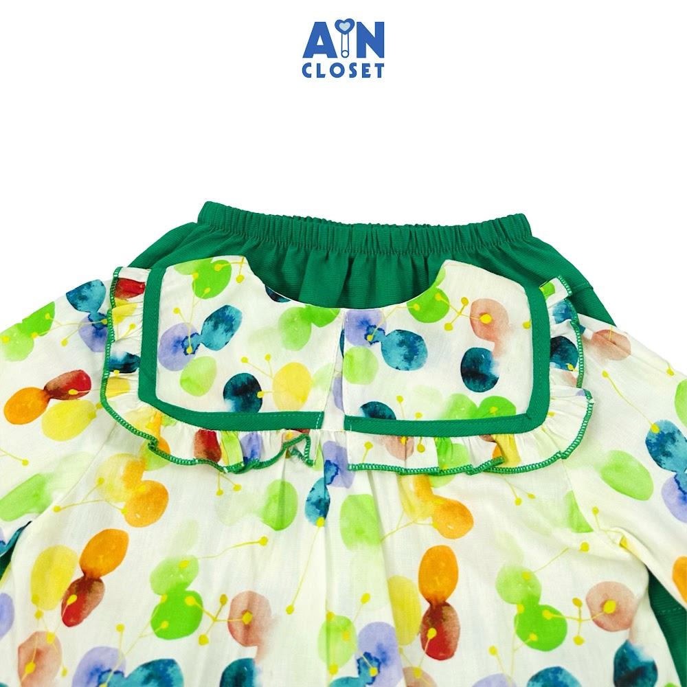 Bộ quần áo Dài bé gái họa tiết Bong Bóng Xanh cotton - AICDBG3BZYOW - AIN Closet