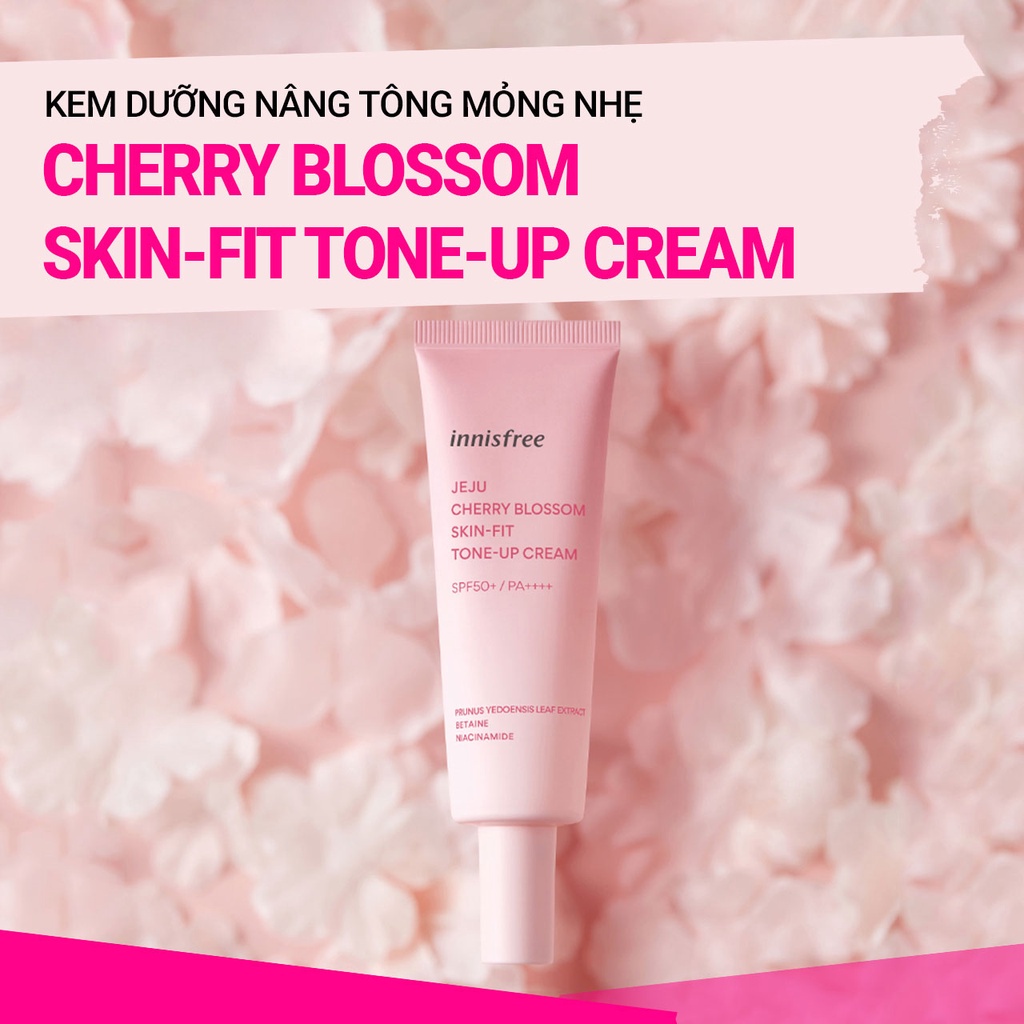 Kem dưỡng ẩm làm sáng chống nắng cho da innisfree Cherry Blossom Glow Skin-Fit Tone-Up Cream SPF 50+PA++++ 50ml
