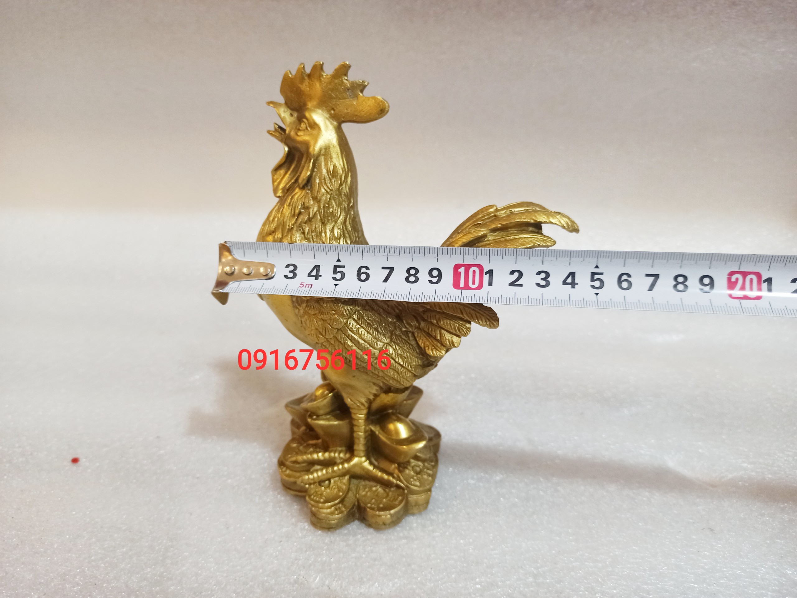 Tượng Gà Trống Bằng Đồng Thau cao 20cm-Linh vật phong thủy