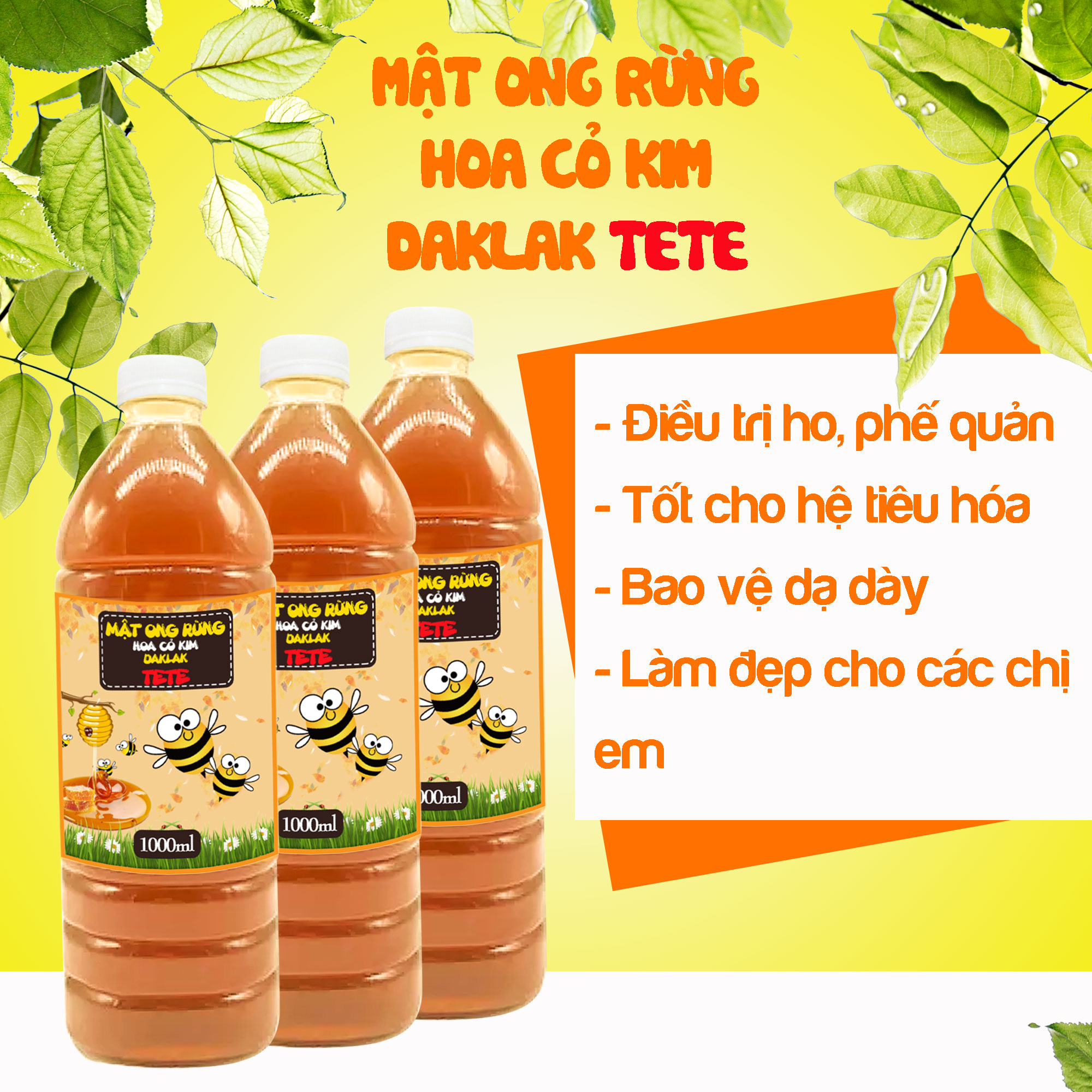 1 lit Mật Ong Hoa Rừng Cỏ Kim DAKLAK TETE