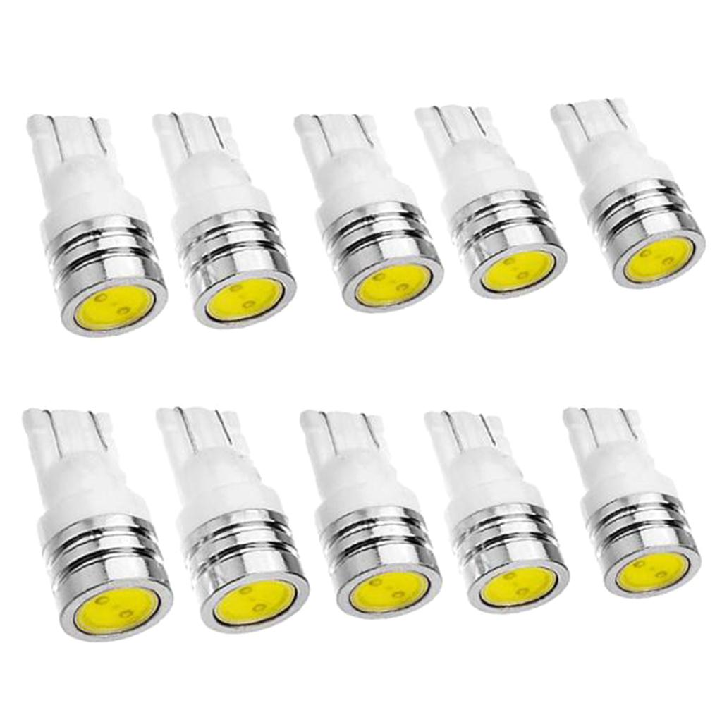 10PCS Universal T10 1.5W White LED Car Instrument Dash Interior Light Side Wedge Bulbs