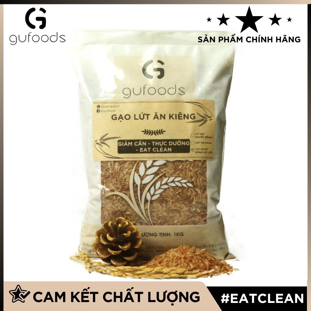 Gạo lứt ăn kiêng GUfoods (1kg) - Hỗ trợ Giảm cân - Thực dưỡng - Eat clean (có 3 lựa chọn: Lứt đỏ + Lứt đỏ xát dối + Lứt tím than)