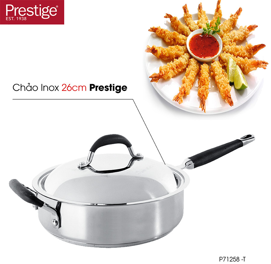 Chảo Prestige Inox Có Nắp Cao Cấp 26cm