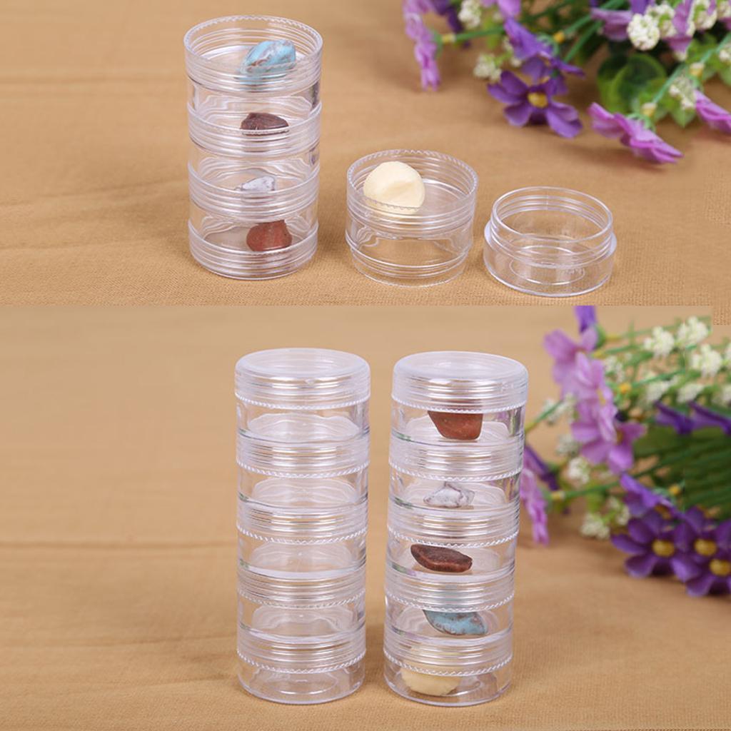 4X 2 Set Jewelry Jar Box Small Pill Screw Top Beads Storage Container Stackable