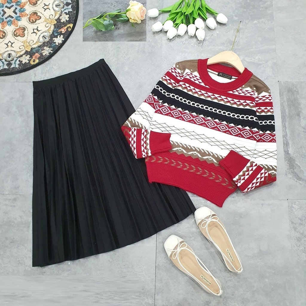 Chân váy XẾP LY ÁNH NHŨ thời trang