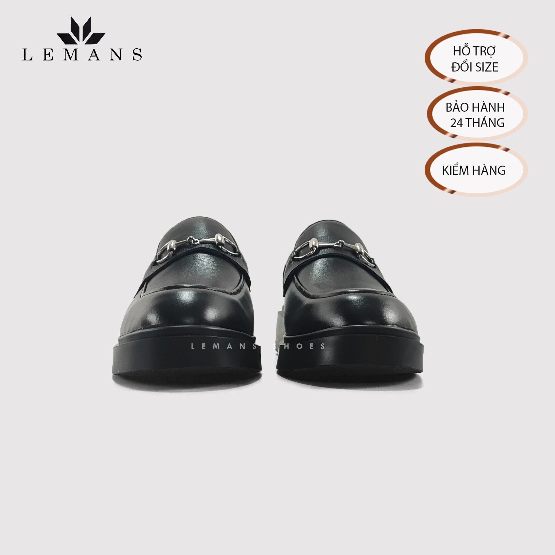 Giày Sục LEMANS Mules Loafer - Black. Da bò nguyên tấm Đế khuôn độc quyền tăng cao 4cm. Bảo hành 24 Tháng