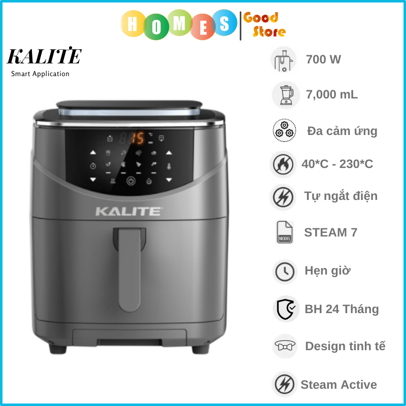 Nồi Chiên Hơi Nước KALITE STEAM 7, Dung Tích 7L, Công Suất1700W - Hàng Chính Hãng