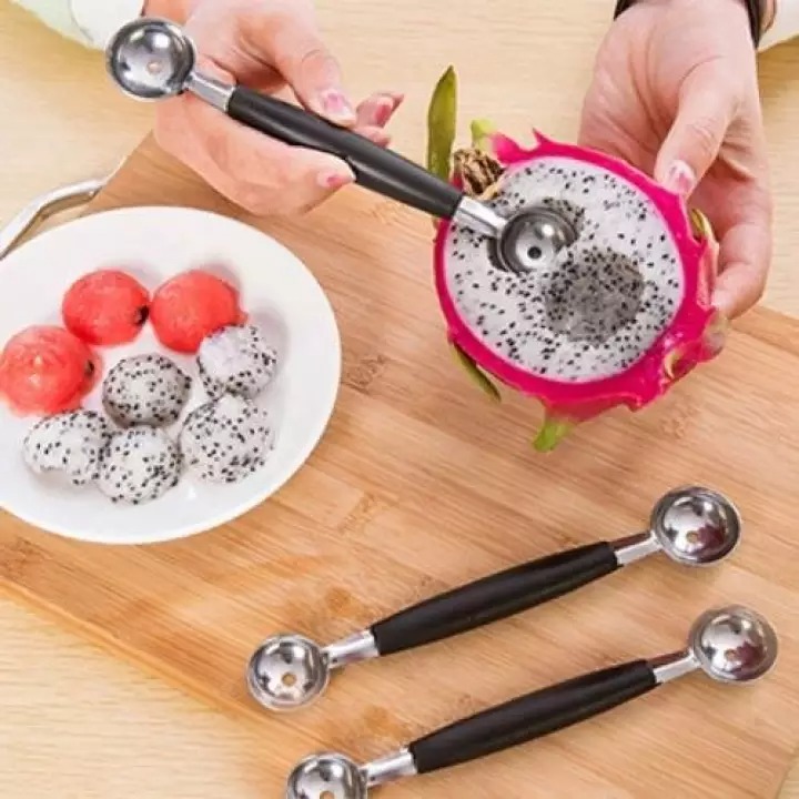 Muỗng múc kem, trái cây viên tròn