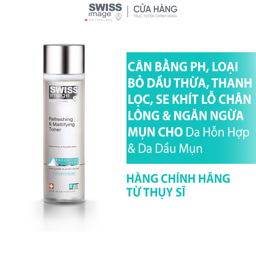 Nước hoa hồng dành cho da hỗn hợp và da dầu Swiss Image Refreshing &amp; Mattifying Toner 200ml