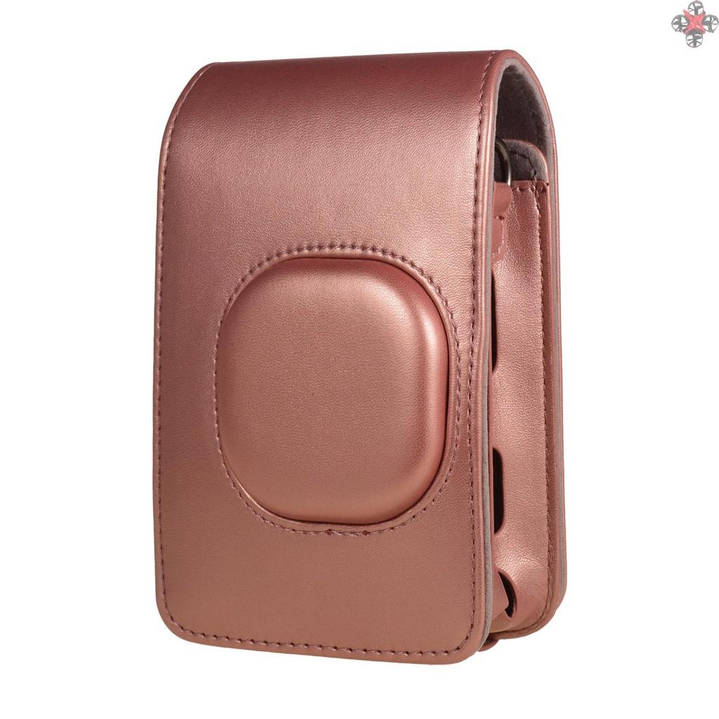 Compact Size Instant Camera Case Bag PU Leather with Shoulder Strap Compatible with Fujifilm Fuji Instax mini LiPlay