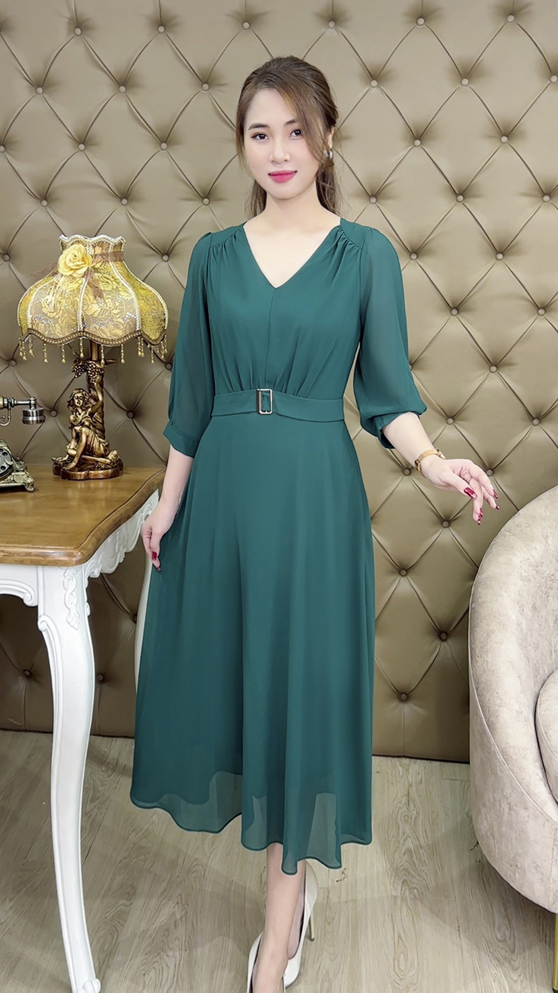 Đầm Đi Tiệc [ Linh Trà ] (TM 451) Cao Cấp Trẻ Trung Tươi Sáng Họa Tiết Hoa Sang Trọng Đi Làm Đi Tiệc