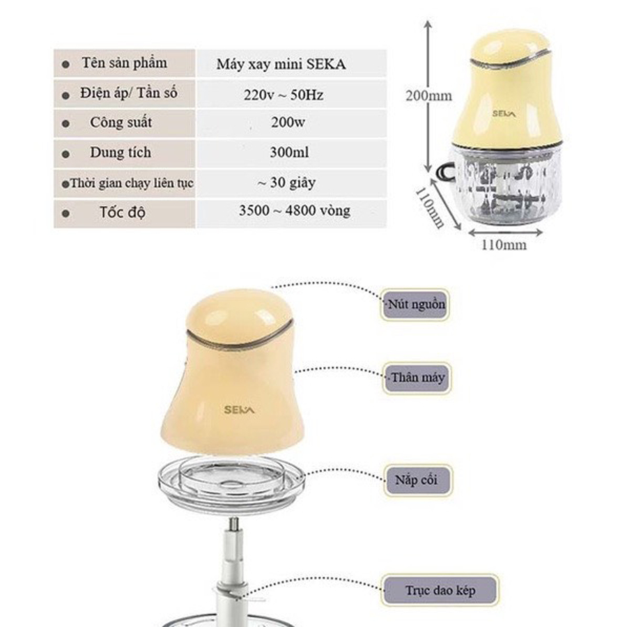 Máy Xay Thịt Ăn Dặm 6 Lưỡi SEKA SK1396 - Hàng Chính Hãng