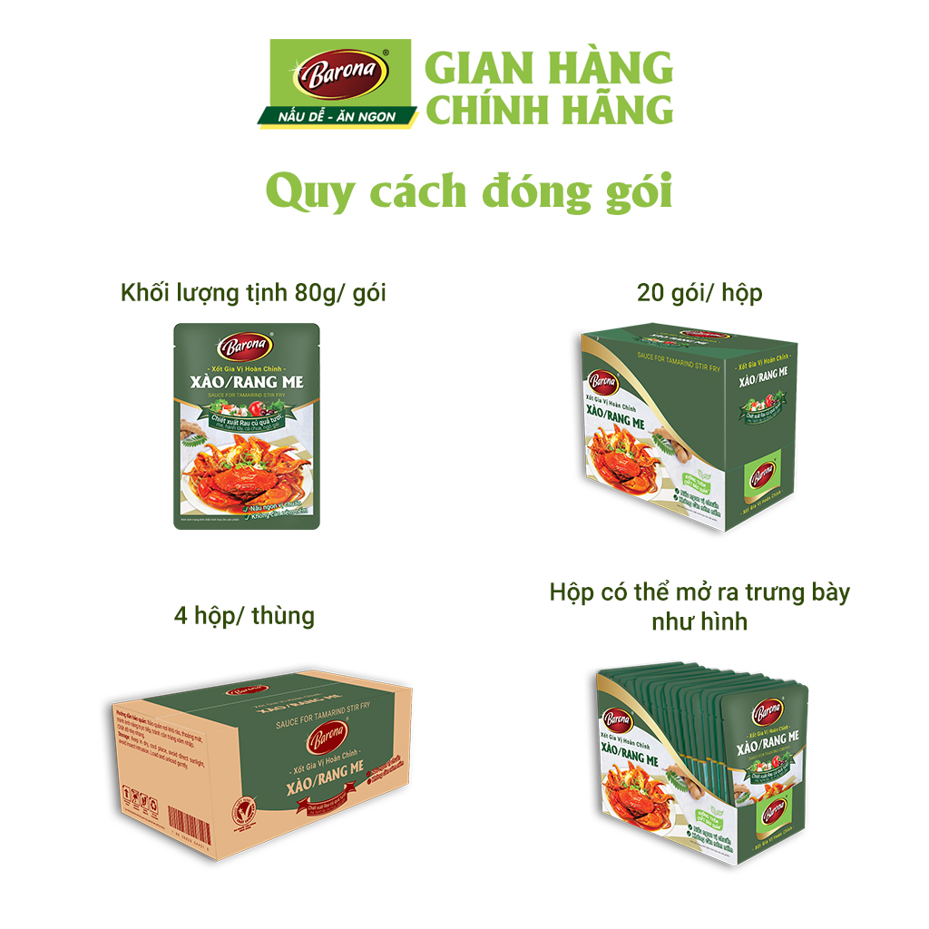 Combo 5 Gói Gia Vị Xào/ Rang me Barona 80g tươi ngon chuẩn vị không cần nêm nếm