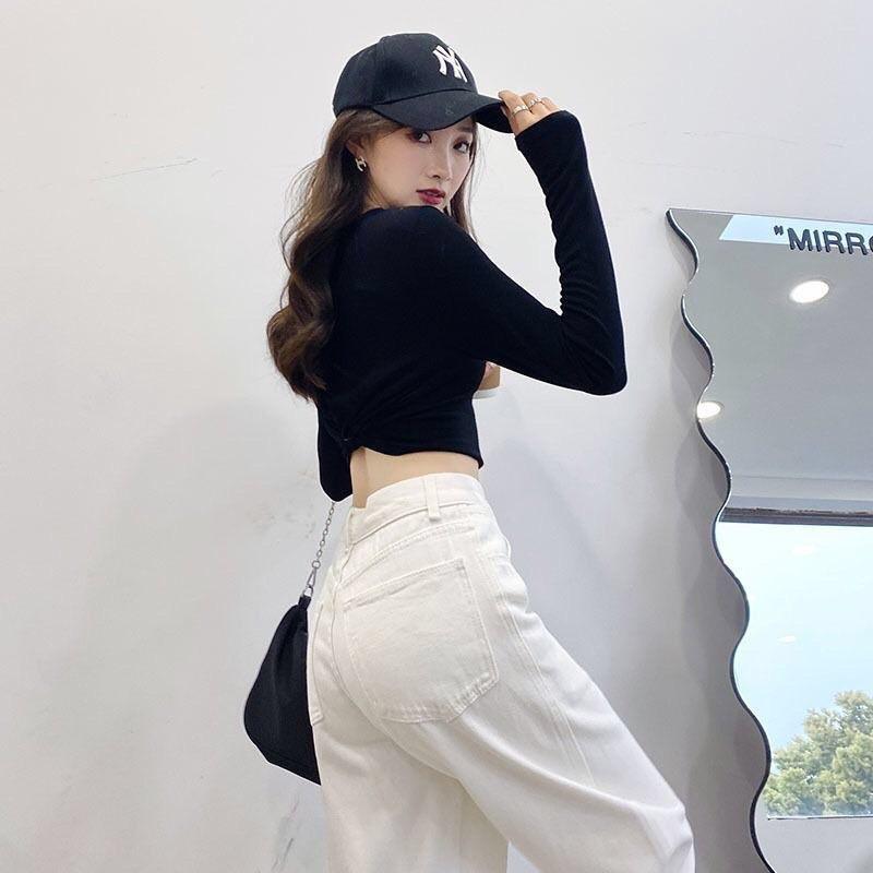 Quần jean trắng, quần bò ống suông nữ màu trắng ulzzang siêu cao Lê Huy Fashion MS 3334