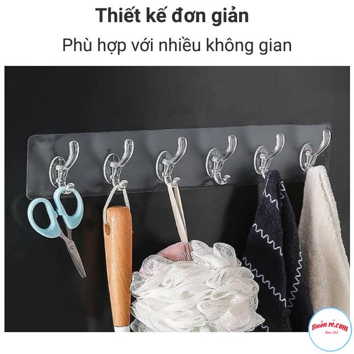 Thanh Treo Đồ Dán Tường 6 Móc Liền Mạch Trong Suốt Siêu Dính 00992