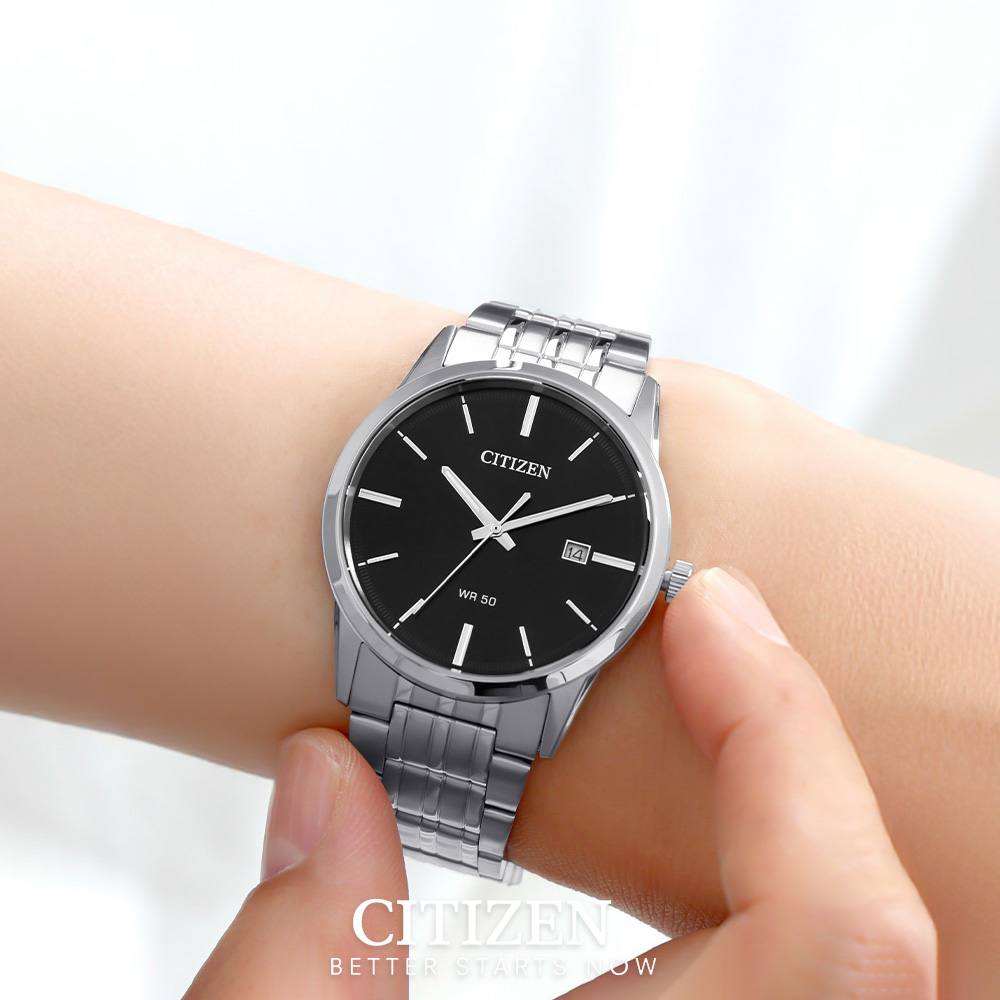 Đồng Hồ Nam Citizen Pin-Quartz Dây Thép Không Gỉ BI5000-52E - Mặt Đen (39mm)