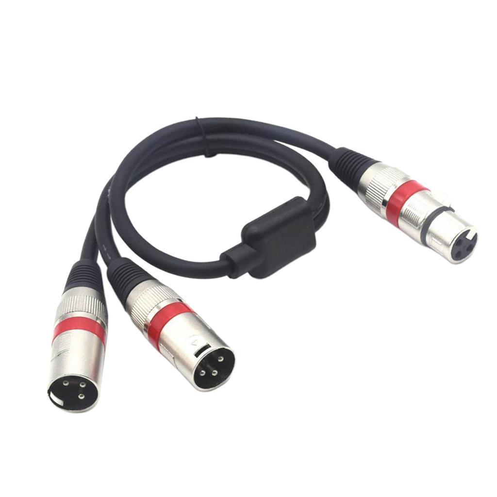 2X XLR Splitter Female To Dual Male 3- Cable Microphone Audio Adapter