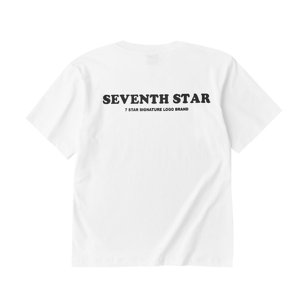 SEVENTHSTAR Áo Thun basic logo chữ kí MÀU TRẮNG