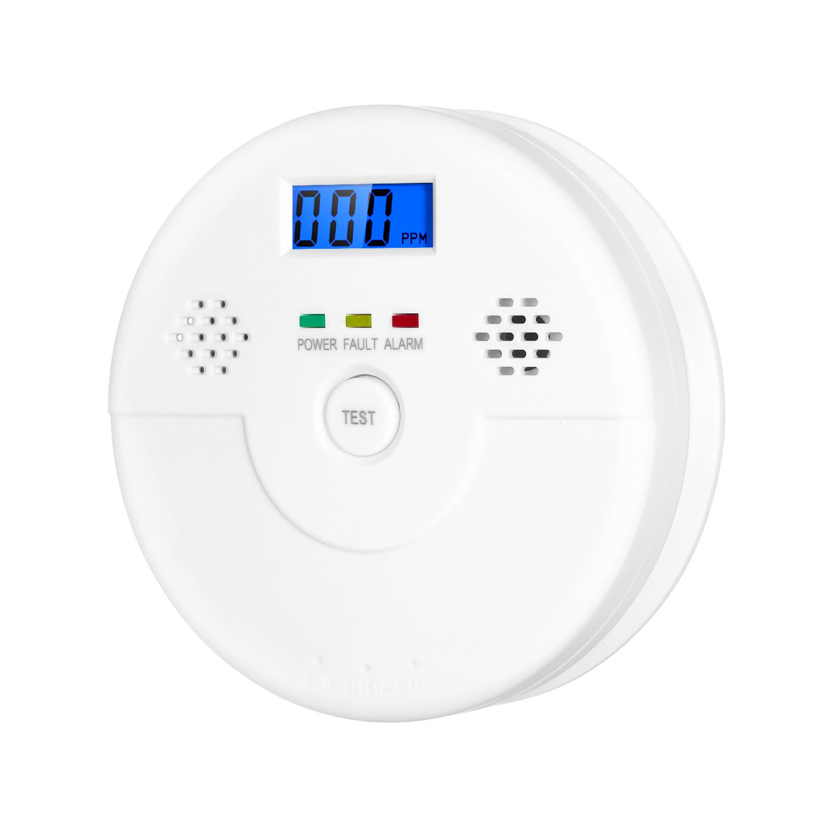 Máy dò khí cảnh báo carbon monoxide màn hình lcd bộ nhớ đỉnh cao 9v cảm biến có dây sử dụng pin 9v