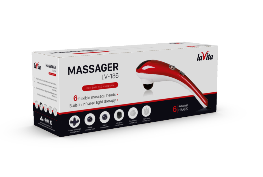 Máy massage cầm tay 6 trong 1 LaVita LV-186 với 6 đầu massage tích hợp đèn LED hồng ngoại