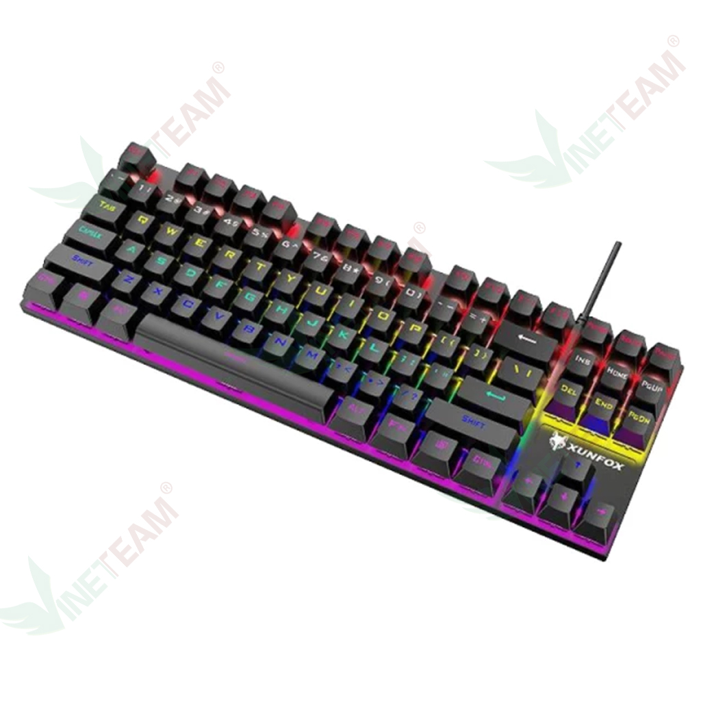 VINETTEAM Bàn Phím Cơ Gaming XUNFOX K80 87 Phím Blue Switch Full Led Rainbow Nhiều Chế Độ Màu Siêu Đẹp Chơi Game Dùng Văn Phòng Cực Đã - Hàng Chính Hãng