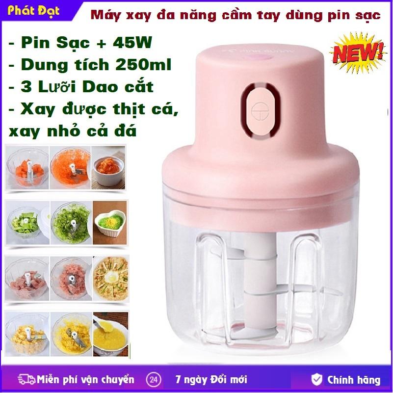 Máy Xay Tỏi Ớt Mini Cầm Tay Thể Tích 250ml Sạc Bằng Điện Có Cổng Sạc Usb, Dễ Sử Dụng