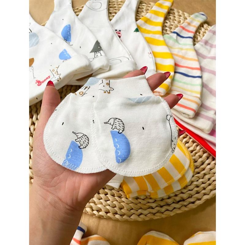 Set Nón - Bao Tay Bao Chân Chất Cotton Mềm mại, Co Giãn - BunnyBaby - Màu Trắng
