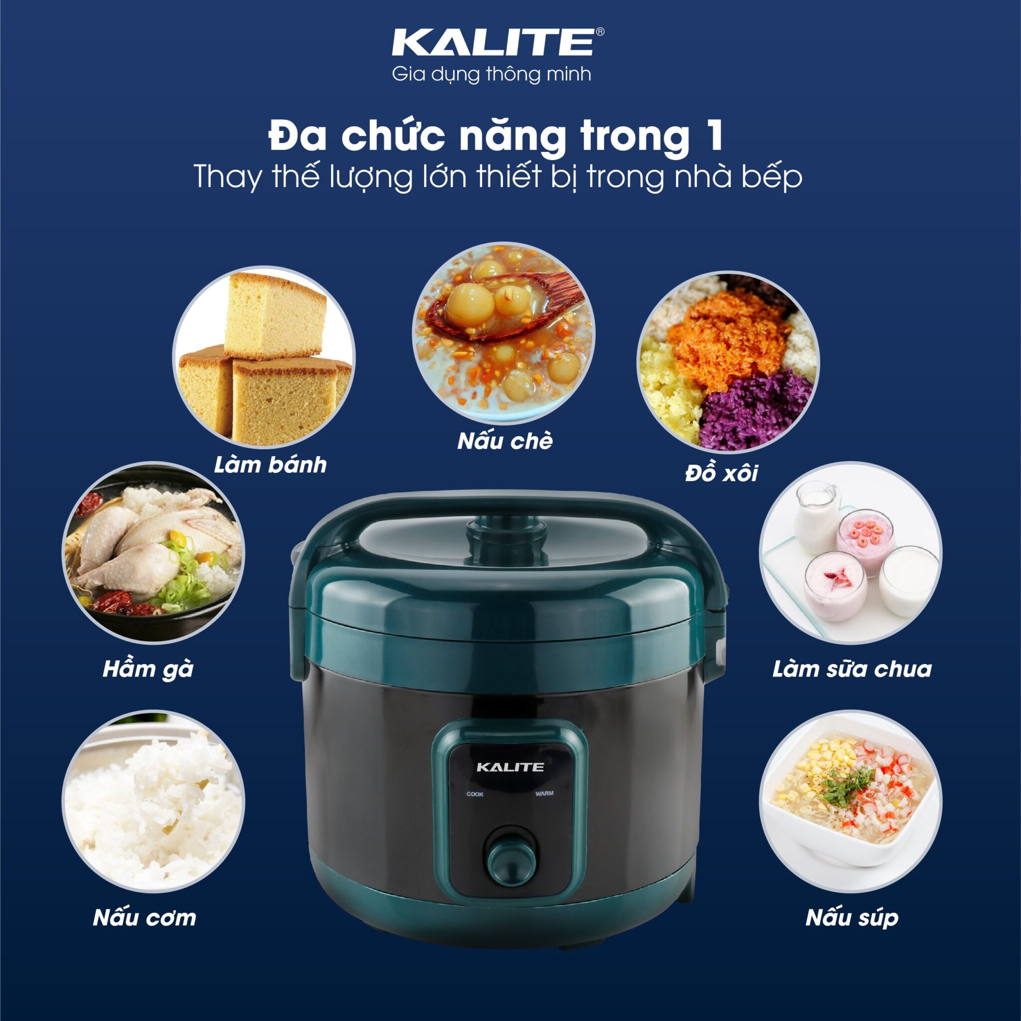 Nồi Cơm Điện KALITE KL-618 Dung Tích 1.8L Công Suất 700W - Hàng Chính Hãng