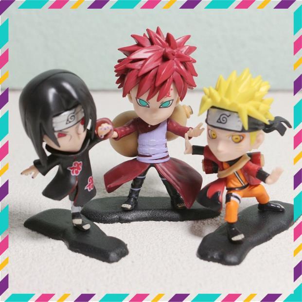 Mô Hình Naruto ChiBi, Bộ 5 Mô Hình Naruto, Kakashi, Itachi, Garaa, Sasuke Siêu Đẹp Cao 8,5 cm - Tượng Figure