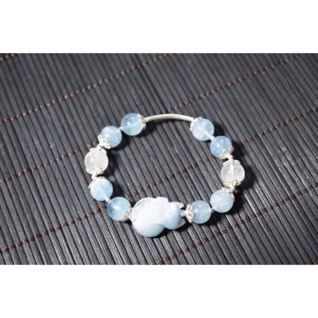 Vòng Tay Nàng Hồ Ly aquamarine mix Charm Bạc