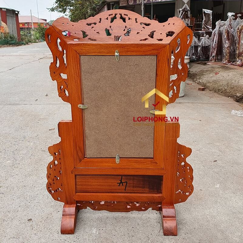 Khung ảnh thờ tứ linh đẹp bằng gỗ hương kích thước ảnh 20x30 cm