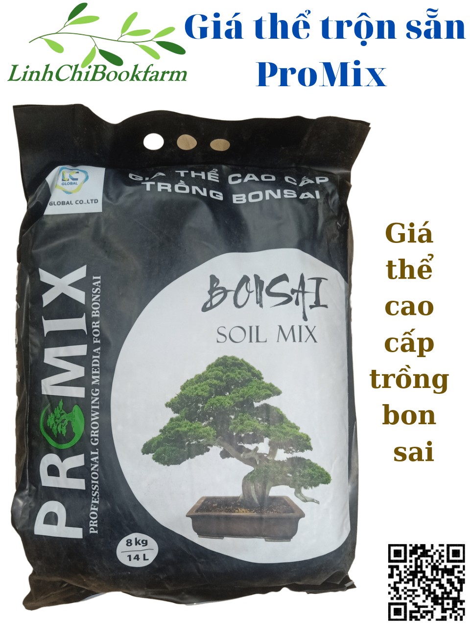 Đất trồng bonsai cao cấp Promix (500gr/ 01kg) - dùng trồng các loại cây bonsai, giữ độ ẩm và chất dinh dưỡng, thoát nước nhanh, khô nhanh