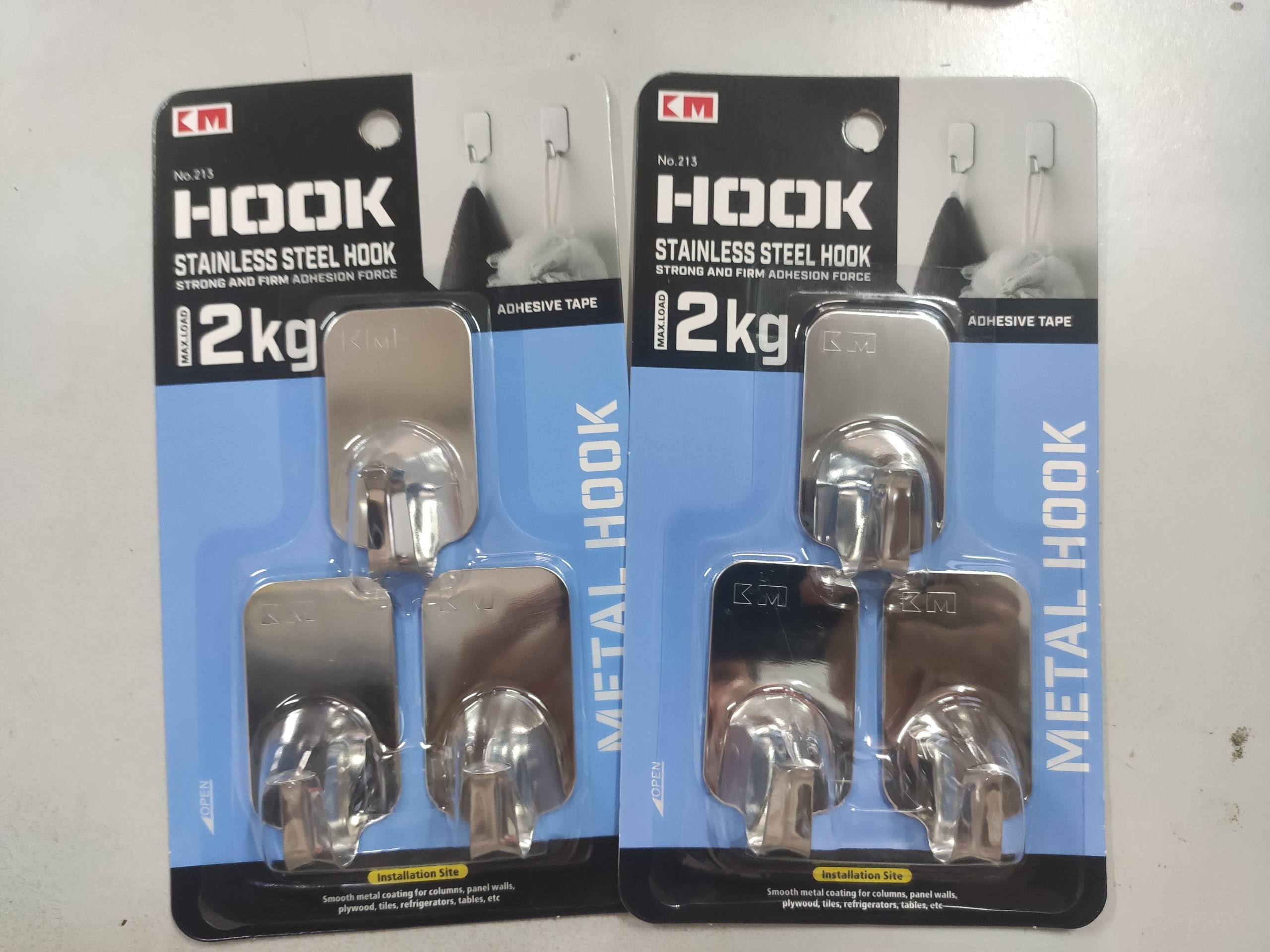 Bộ 3 Móc Dính Tường Inox 2kg KM-213 Hàng Nhật sd mọi bề mặt