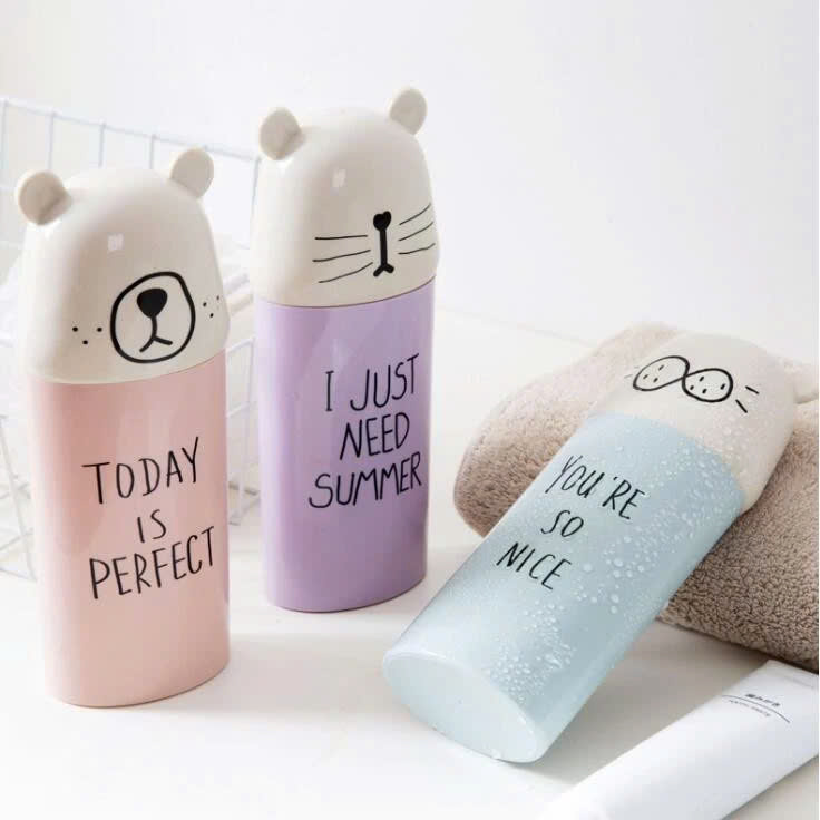 Hộp Đựng Bàn Chải Kem Đánh Răng Hình Gấu Đi Du Lịch Tiện Lợi - Thân Hộp Đựng Có Thể Sử Dụng Như Ly - Họa tiết ngẫu nhiên