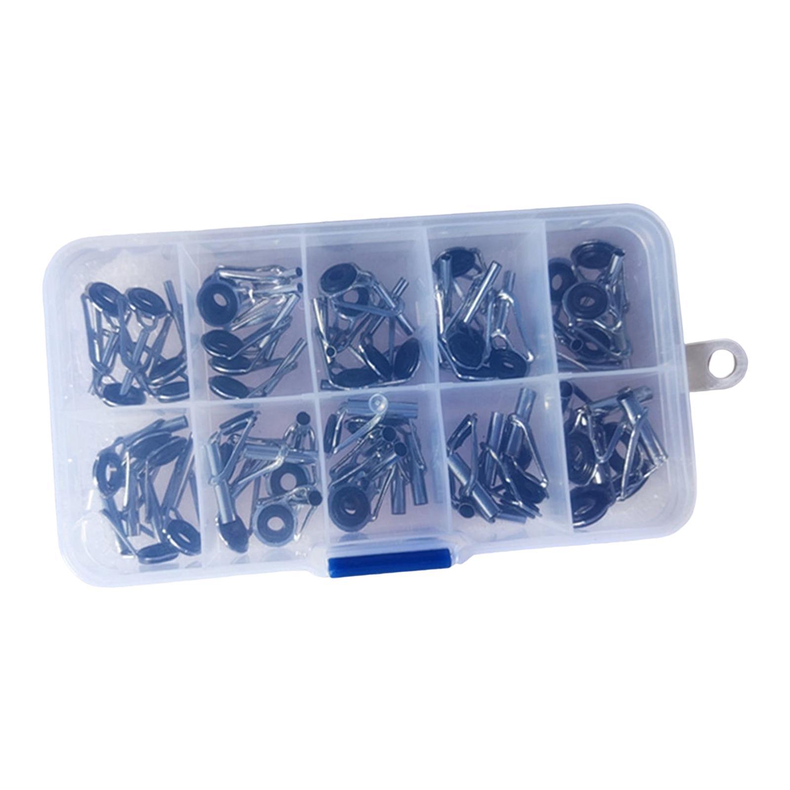 50 Pieces Fishing Rod Guides  Set Guides Line Rings Mixed Size in A Box Portable Tip   for Sea Casting Repair Accessories