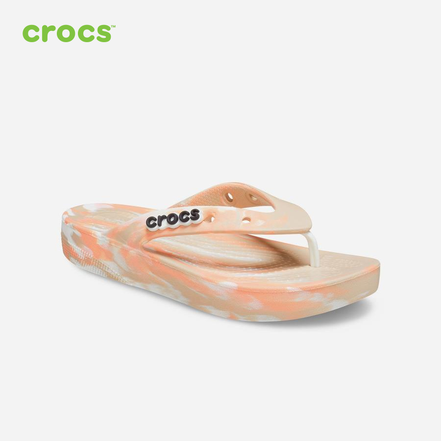 Dép xỏ ngón nữ Crocs FW Classic Flip W Platform Marbled Chai/Mlt - 207824-2ZM