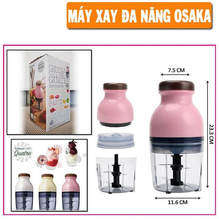 Máy xay sinh tố, máy xay thịt thực phẩm nhà bếp osaka nắp nâu, 4 lưỡi xay được đá, bảo hành 12 tháng