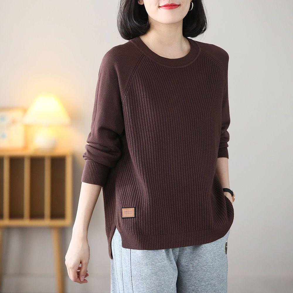Áo len nữ cổ tròn suông dáng thụng chất len mềm mịn kiểu dáng basic thanh lịch mã VAA0488