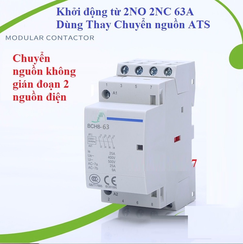 Khởi động từ 2NO 2NC 100A - 63A - Contactor 2NC 2NO Dùng chuyển mạch tự động 2 nguồn điện