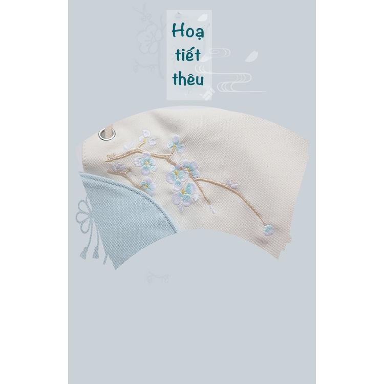 Balo vải thêu hình hoa cặp sách đựng nhiều đồ thời trang phong cách cô gái Trung Hoa họa tiết thêu tay nhẹ nhàng Daisy