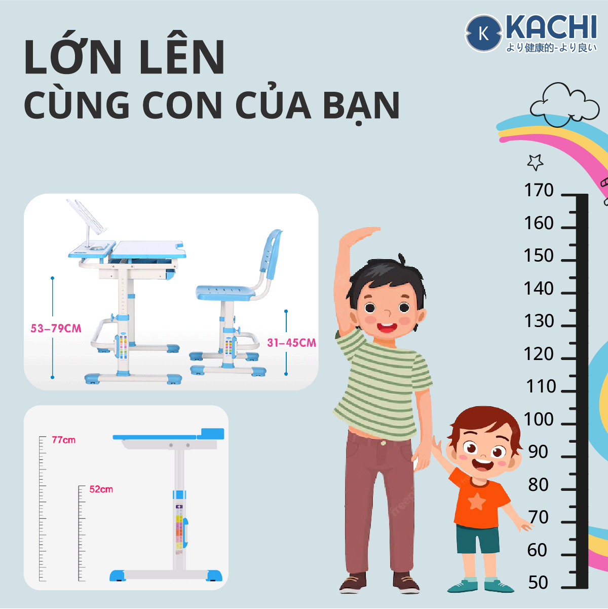 Bàn Học Sinh Chống Gù Kachi MK296