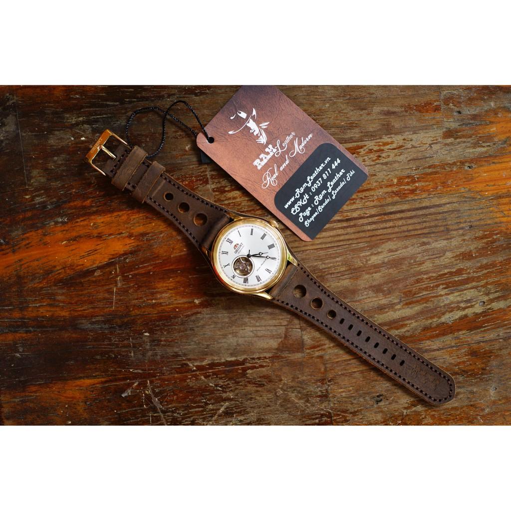 DÂY ĐỒNG HỒ QUÂN ĐỘI ĐỨC BUNDSTRAP BX1 DA BÒ SÁP NGỰA -ĐỦ SIZE 18,20,22,CASIO,APPLE WATCH