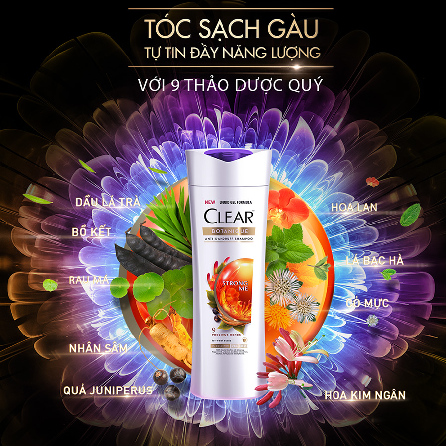 Dầu Gội Sạch Gàu Clear Botanique 9 Thảo Dược Quý (340g)