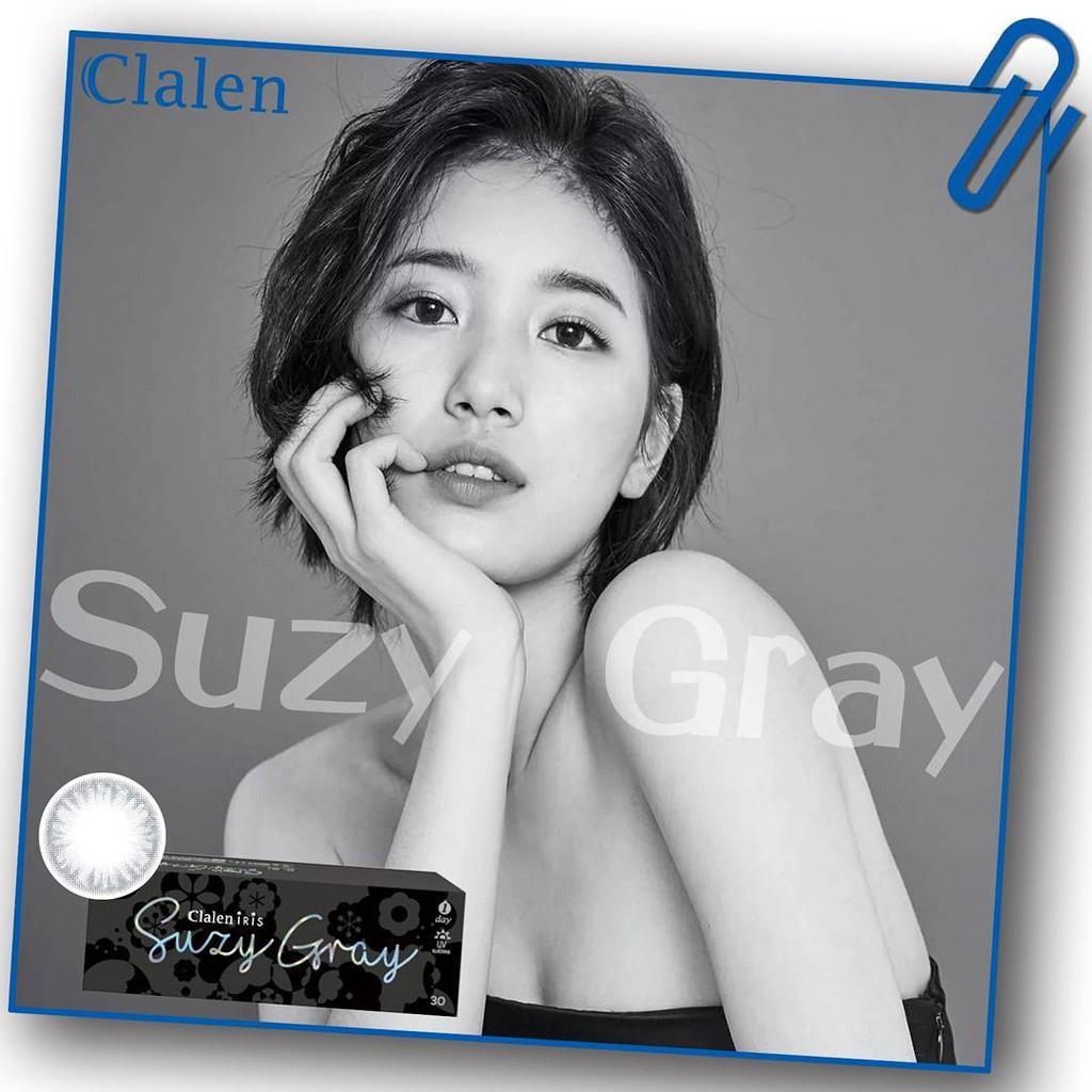 Kính áp tròng Hàn Quốc có độ Clalen Iris màu xám tự nhiên Suzy Gray dùng 1 ngày