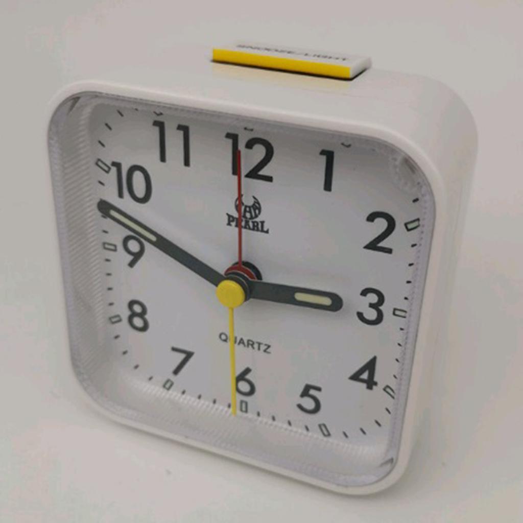 2Pcs Travel Alarm Clock Bedside Quartz Clock w/Night Light w/ Snooze Quiet