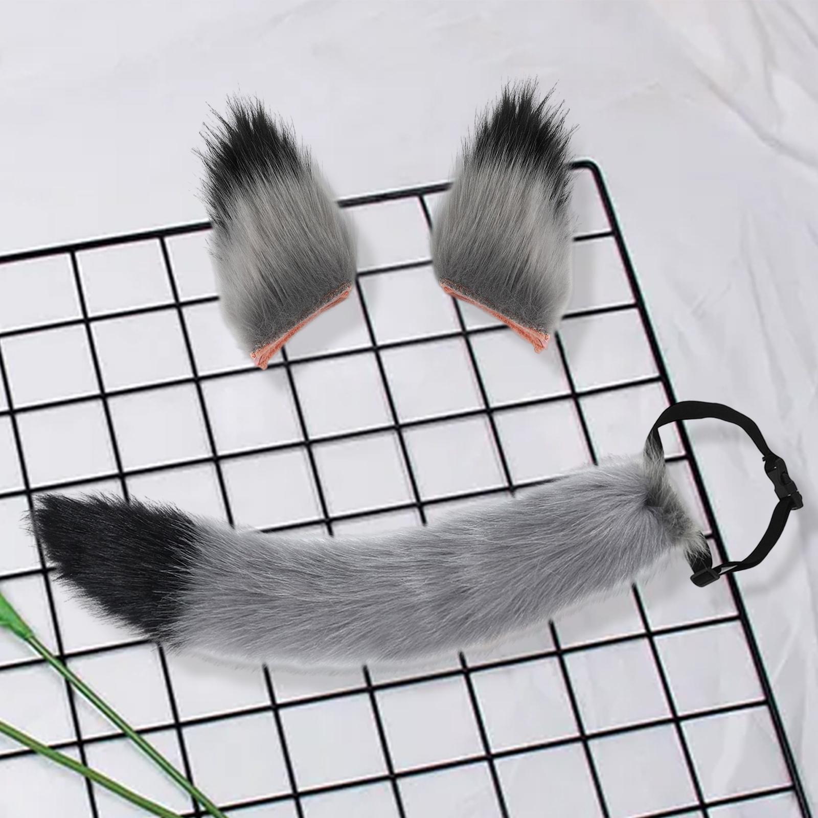Fox Ears Tail Cosplay Props Hair Clips Attractive for Halloween