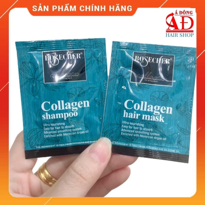 CẶP DẦU GỘI XẢ BOSECHER COLLAGEN MINI PHỤC HỒI MỀM MƯỢT TÓC 5ML*2