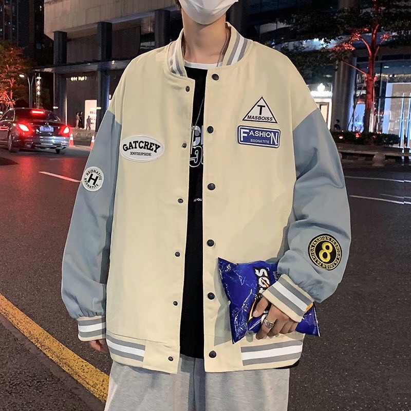 Áo khoác bóng chày form rộng FASHION vải dù 2 lớp thêu LOGO UNISEX nam nữ