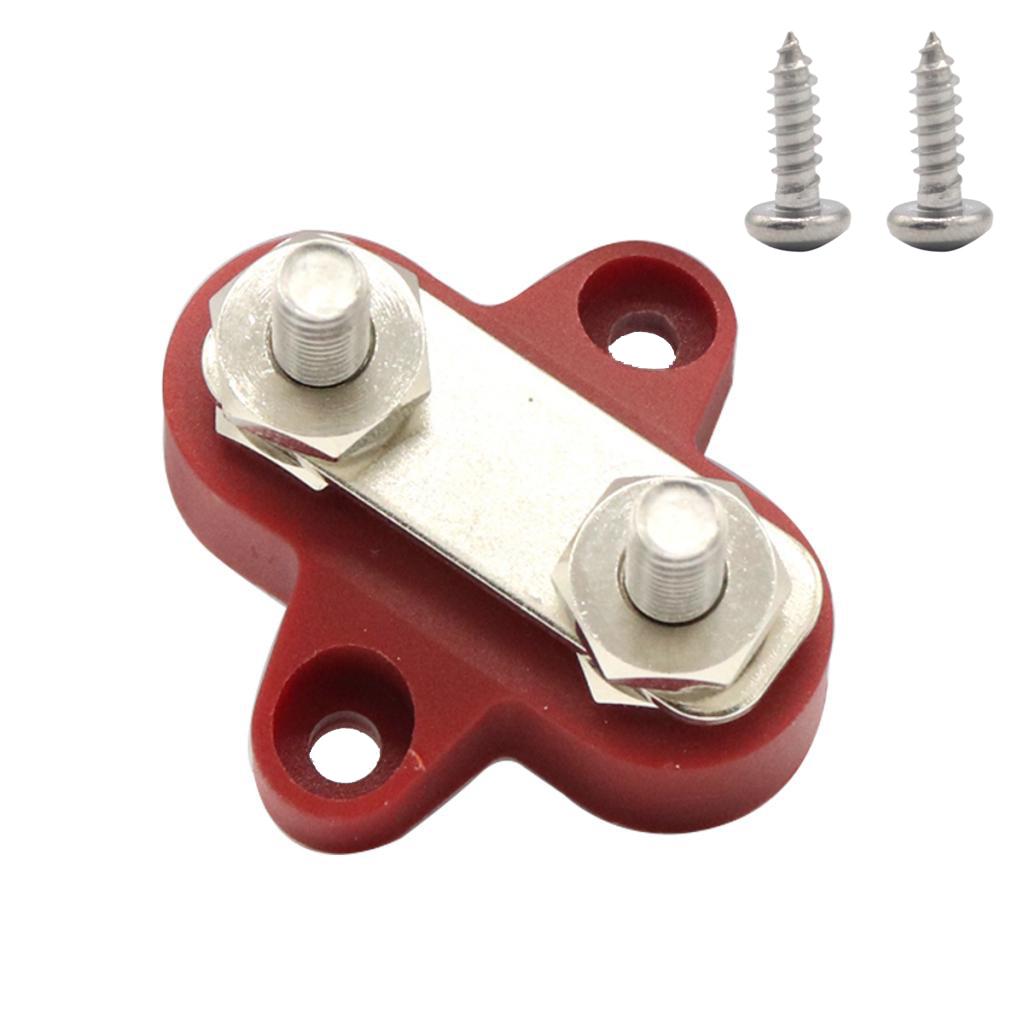 Red - Marine Boat Car Double M6 Terminal Stud Bus Bar Power Distribution Box
