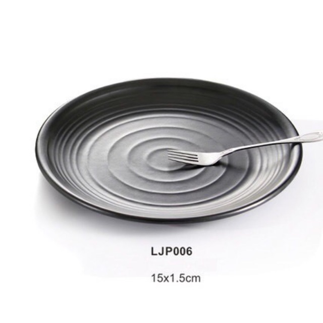 Đĩa tròn đen nhám đẳng cấp 100% melamine cao cấp, hàng cam kết đẹp, dày dặn và cực sang trọng